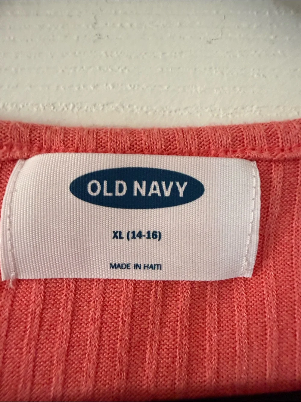 Old Navy Girls Coral Ribbed Long-Sleeve Top-XL